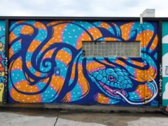 Chris Alvarez and Courtney Hicks<br/>2024 - 2025<br/><span style= "font-size: 6pt">33.74383148617439, -84.43870680160599</span> Street Art Mural in Westview Atlanta by Chris Alvarez and Courtney Hicks featuring a snake.