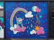 Pam Peacock<br/>2024 - 2025<br/><span style= "font-size: 6pt">33.74374505145958, -84.43883942314659</span> Street Art Mural formerly in Westview Atlanta by Pam Peacock featuring a rainbow.