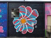 Helen Choi<br/>2024 - 2025<br/><span style= "font-size: 6pt">33.74370829184181, -84.43889318863602</span> Street Art Mural formerly in Westview Atlanta by Helen Choi featuring a flower.