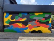 Xavier Perry<br/>2022? - 2026<br/><span style= "font-size: 6pt">33.76462108593028, -84.35002562348072</span> Street Art Mural formerly in Little Five Points Atlanta by Xavier Perry featuring an abstract pattern