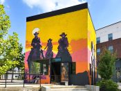 Aziza Andre<br/>2024 - 2025<br/><span style= "font-size: 6pt">33.7268829869282, -84.36583057530054</span> Street Art Mural formerly on the BeltLine in Boulevard Heights Atlanta by Aziza Andre featuring three people on horses.