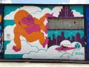 Ryshu<br/>2024 - 2026<br/><span style= "font-size: 6pt">33.74380724778621, -84.43874479295921</span> Street Art Mural formerly in Westview Atlanta by Ryshu featuring King Kong