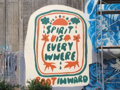Street Art Mural formerly in Cabbagetown Atlanta by by Meredith Anne White featuring "Spirit is everywhere"