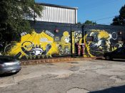 Rising Red Lotus (Brandon Sadler)<br/>2015 - 2018<br/><span style= "font-size: 6pt">33.74070076185272, -84.346437223315</span> Street Art Mural formerly in East Atlanta by Rising Red Lotus (Brandon Sadler)