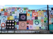 Sloppy George (George Long)<br/>2019 - 2024<br/><span style= "font-size: 6pt">33.77390138698441, -84.36461672810691</span> Detail of a larger Street Art Mural formerly in Virginia-Highland Atlanta by Sloppy George (George Long) featuring a quilt-like pattern