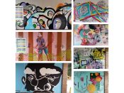 Various Artists (in car wash bays)<br/>2018 - 2025<br/><span style= "font-size: 6pt">33.73796099769376, -84.43027210660476</span> Street Art Murals formerly at a Car Wash at 1333 White Street in West End Atlanta by various artists.