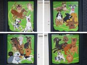 Jarrett Becke<br/>2020 - 2025<br/><span style= "font-size: 6pt">33.75126560225528, -84.32220296804638</span> Street Art Murals formerly in Kirkwood Atlanta by Jarrett Becke featuring several dogs