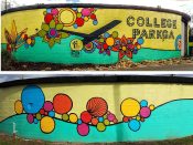 Ashley Bella<br/>2020 - 2025<br/><span style= "font-size: 6pt">33.65300950447748, -84.45007298353978</span> Street Art Mural formerly in College Park Atlanta by Ashley Bella featuring an airplane and flowers