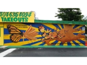 Yehimi Cambron<br/>2017 - 2018<br/><span style= "font-size: 6pt">33.832775,-84.340658</span> Street Art Mural formerly on Buford Highway Atlanta by Yehimi Cambron featuring butterflies