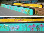 Jenevieve<br/>2019 - 2026<br/><span style= "font-size: 6pt">33.74913340719847, -84.3577546534341</span> Street Art Mural formerly in Reynoldstown Atlanta by Jenevieve featuring flowers and plants