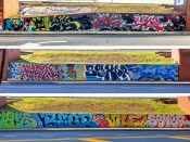 Various Writers<br/>2024 - 2026<br/><span style= "font-size: 6pt">33.7533563624239, -84.36418527349505</span> Graffiti by various writers formerly in Inman Park Atlanta