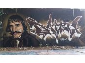 Chris Veal<br/>2019 - 2019<br/><span style= "font-size: 6pt">33.76454806510881, -84.35955436750984</span> Street Art Mural and graffiti piece formerly on the BeltLine in Old Fourth Ward Atlanta by Chris Veal featuring Bill the Butcher