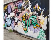 Paper Frank (Frank Dunson)<br/>2014 - 2019<br/><span style= "font-size: 6pt">33.754248294644825, -84.37606705171639</span> Street Art Mural formerly in Sweet Auburn Atlanta by Paper Frank (Frank Dunson) featuring a mashup of things