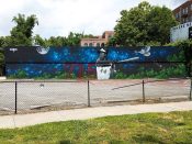 Thomas Turner<br/>2018 - 2022<br/><span style= "font-size: 6pt">33.843941562688386,-84.37911853194237</span> Street Art Mural formerly in Buckhead Atlanta by Thomas Turner featuring Hank Aaron