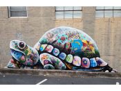 Louis Masai<br/>2017 - 2023<br/><span style= "font-size: 6pt">33.81214168989384, -84.395935851244</span> Street Art Mural formerly in Buckhead Atlanta by Louis Masai featuring a turtle