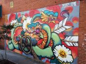 Mike Berzsenyi<br/>2016 - 2020<br/><span style= "font-size: 6pt">33.750400242163145, -84.40065544545446</span> Street Art Mural formerly in Castleberry Hill Atlanta by Mike Berzsenyi featuring snakes