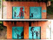 Evan Hynes and Spencer King<br/>2016 - 2020<br/><span style= "font-size: 6pt">33.77269535264001, -84.28791734876097</span> street art mural formerly in Decatur, Georgia by Evan Hynes and Spencer King featuring sea creatures