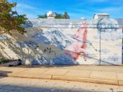 Thomas Turner<br/>2018 - 2023<br/><span style= "font-size: 6pt"> 33.774148205625686,-84.28296733022773</span> Street Art Mural formerly in Decatur, Georgia by Thomas Turner featuring a flying pig