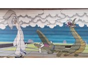 Adrian Barzaga<br/>2016 - 2020<br/><span style= "font-size: 6pt">33.739857271187404, -84.34479739354936</span> Street Art Mural formerly in East Atlanta by Adrian Barzaga featuring an alligator and a bunny