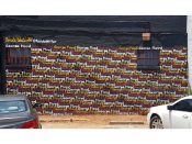 Renda Writer<br/>2020 - 2025<br/><span style= "font-size: 6pt">33.74072962832972, -84.34634870564005</span> Street Art Mural formerly in East Atlanta by Renda Writer featuring "George Floyd" in three colors