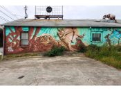 Nick Turbo Benson<br/>2012 - 2022<br/><span style= "font-size: 6pt">33.75444337199859, -84.35942394858071</span> Street Art Mural formerly in Inman Park Atlanta by Nick Turbo Benson featuring a dinosaur