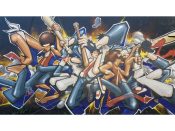 Mr. Totem 2<br/>2017 - 2023<br/><span style= "font-size: 6pt">33.765780374978256, -84.34944404452398</span> Graffiti piece formerly in Little Five Points Atlanta by Mr. Totem 2 featuring baseball players