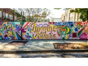 Erin Tapp<br/>2019 - 2023<br/><span style= "font-size: 6pt">33.77319749673448,-84.36242891620469</span> Street Art Mural formerly in Poncey Highland Atlanta by Erin Tapp featuring the words "Imagine Atlanta"