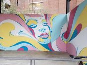 Sanithna Phansavanh<br/>2018 - 2020<br/><span style= "font-size: 6pt">33.77264461879244, -84.36466817650717</span> Street Art Mural formerly on the Atlanta BeltLine in Old Fourth Ward by Sanithna Phansavanh featuring a multi-color face