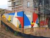 Lou<br/>2018 - 2024<br/><span style= "font-size: 6pt">33.755271021097805, -84.36556889603924</span> Street Art Mural formerly on the Atlanta Beltline in Old Fourth Ward by Lou featuring an abstract design