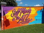 Queen Andrea<br/>2019 - 2021<br/><span style= "font-size: 6pt"> 33.7736948629033,-84.36998091638088</span> Street Art Mural formerly in Old Fourth Ward by Queen Andrea featuring the text "self made in the ATL"