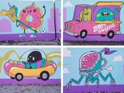 Lotus Eaters Club<br/>2017 - 2023<br/><span style= "font-size: 6pt">33.77112680257731,-84.3638926371932</span> Details of a larger Street Art Mural formerly on the BeltLine in Old Fourth Ward Atlanta by Lotus Eaters Club featuring whimsical creatues