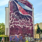 <strong>Artist:</strong> XI Design<br><strong>Location:</strong> Strelitzerstraße 28<br>
<strong>Notes:</strong> The Berlin Wall ran in front of this building from 1961 - 1989