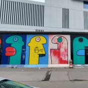 <strong>Artist:</strong> Thierry Noir<br>
<strong>Location:</strong> Berlin Wall at the Eastside Gallery<br>
<strong>Notes:</strong> Noir was the first artist to paint on the Berlin Wall