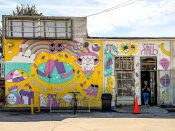 Beardy Glasses<br/>2018 - 2024<br/><span style= "font-size: 6pt">33.74391349686141,-84.43858975695343</span> Street Art Mural formerly in Westview Atlanta by Beardy Glasses featuring whimsical characters