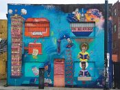 Fabian Williams<br/>2016 - 2024<br/><span style= "font-size: 6pt">33.75426618566286, -84.37483450899616</span> Street Art Mural formerly in Sweet Auburn Atlanta by Fabian Williams showing how history is taught from the white perspective