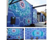 Molly Rose Freeman<br/>2017 - 2022<br/><span style= "font-size: 6pt">33.81741480094175,-84.43582981824875</span> Street Art Mural formerly in Upper West Side Atlanta by Molly Rose Freeman featuring a geometric pattern