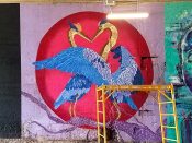 Jana Liptak<br/>2018 - 2023<br/><span style= "font-size: 6pt">33.727805371150616,-84.41673141875071</span> Street Art Mural formerly on the BeltLIne in West End Atlanta by Jana Liptak featuring two birds