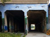 Lawrence Sullivan<br/>2018 - 2024<br/><span style= "font-size: 6pt">33.728017951626676, -84.41699555161382</span> Street Art Mural formerly on the BeltLine in West End Atlanta by Lawrence Sullivan featuring flying geese