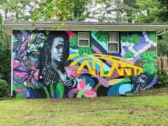 Charity Hamidullah and Taylor Hope<br/>2025 - <br/><span style= "font-size: 6pt">33.71105232235879, -84.3181773357884</span> Street Art Mural in Gresham Park Atlanta by Charity Hamidullah and Taylor Hope featuring a memorial to a friend.
