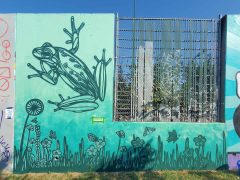 Alex Wolf<br/>2025 - <br/><span style= "font-size: 6pt">33.75238851202942, -84.36280820916556</span> Street Art Mural in Cabbagetown Atlanta by Alex Wolf featuring a frog