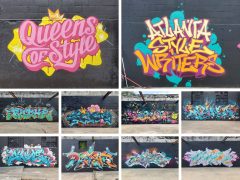 Queens of Style (Various artists)<br/>2025 - <br/><span style= "font-size: 6pt">33.72382884043568, -84.41383169138335</span> Graffiti Pieces in Adair Park Atlanta created for the Queens of Style Event featuring all women writers