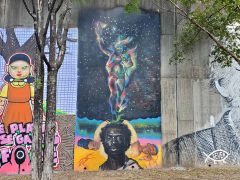Fabian Williams<br/>2021 - <br/><span style= "font-size: 6pt">33.75108064359632, -84.36738260240435</span> Street Art Mural in Cabbagetown Atlanta by Fabian Williams featuring Dr. Martin Luther King Jr. and Jesus