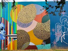 Janice Rago<br/>2025 - <br/><span style= "font-size: 6pt">33.75234094948621, -84.36299393252965</span> Street Art Mural in Cabbagetown Atlanta by Janice Rago featuring an abstract pattern