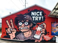 Chris Makes Art (Chris Wright)<br/>2025 - <br/><span style= "font-size: 6pt">33.735233022337205, -84.4052275534069</span> Street Art Mural in Pittsburgh Atlanta by Chris Makes Art (Chris Wright) featuring a self portrait