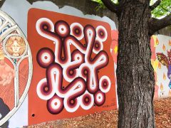 Street Art Mural formerly in Cabbagetown Atlanta by Faye Bell featuring a geometric pattern