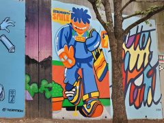 Street Art Mural formerly in Cabbagetown Atlanta by George F. Baker III featuring "remember to smile"