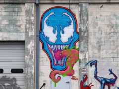 Alex Koenig<br/>2025 - <br/><span style= "font-size: 6pt">33.7361827100856, -84.40534803174477</span> Street Art Mural in Pittsburgh Atlanta by Alex Koenig featuring Venom