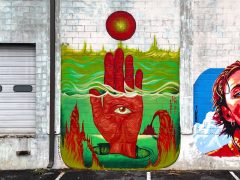 Brooke Farewell<br/>2025 - <br/><span style= "font-size: 6pt">33.73619021269759, -84.40554200175988</span> Street Art Mural in Pittsburgh Atlanta by Brooke Farewell featuring a red hand