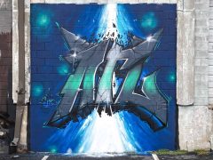 Unoe<br/>2025 - <br/><span style= "font-size: 6pt">33.73618833704465, -84.40558936653102</span> Street Art Mural in Pittsburgh Atlanta by Unoe featuring "ATL"