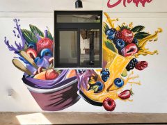 Charity Hamidullah and Taylor Hope<br/>2025 - <br/><span style= "font-size: 6pt">33.722338343465935, -84.38885111394993</span> Street Art Mural in Peoplestown Atlanta by Charity Hamidullah and Taylor Hope featuring fruit